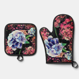 Set De Manoplas Flores azules y rosas