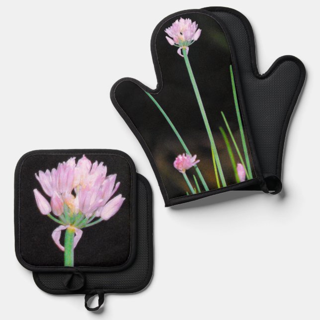 Set De Manoplas Flores de Chives (Anverso/Reverso)