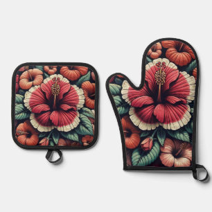 Set De Manoplas Flores de Hibiscus hawaianas