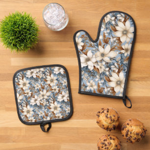 Set De Manoplas Flores de invierno estacionales estampadas