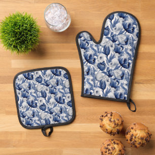 Set De Manoplas Flores de invierno estacionales estampadas