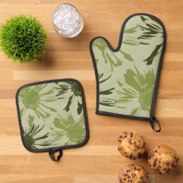 Set De Manoplas Flores de Lime Gerbera