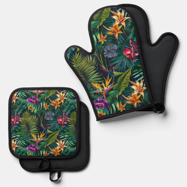 Set De Manoplas Flores de selva tropical (Anverso/Reverso)
