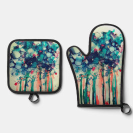 Set De Manoplas Flores de tinta