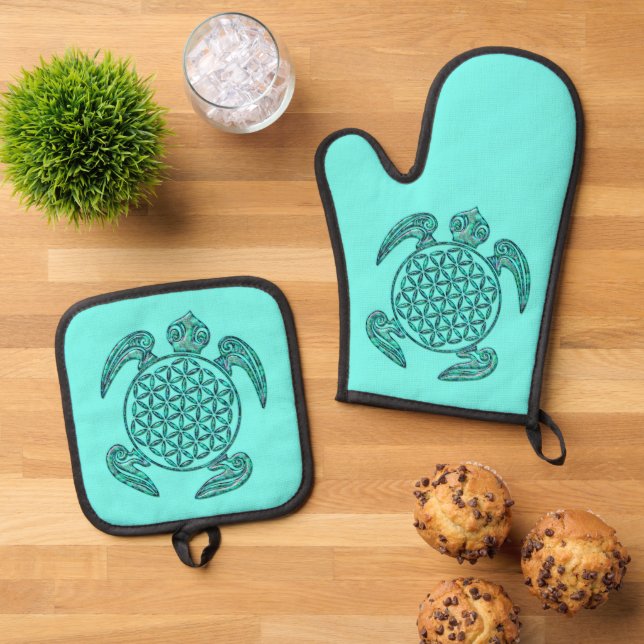 Set De Manoplas FLORES DE VIDA - Mágica de tortuga 4 (De arriba hacia abajo)