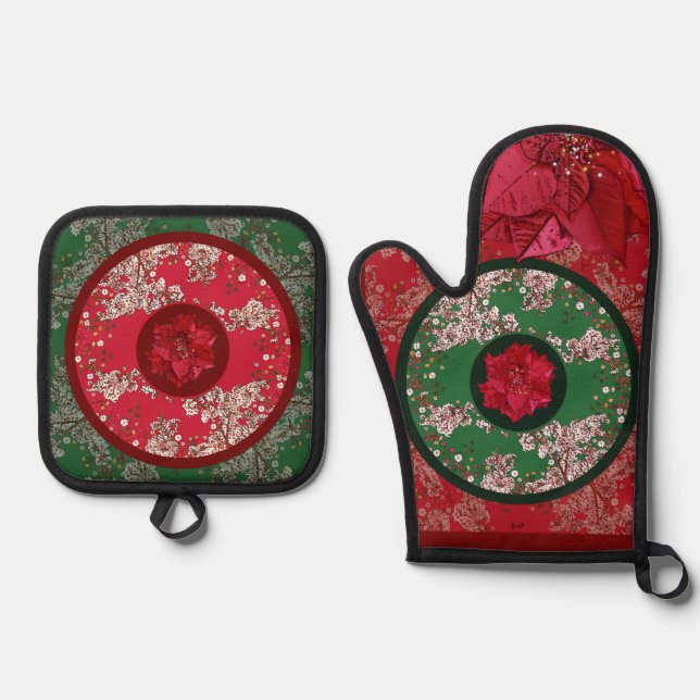 Set De Manoplas Flores para Navidad (Anverso)