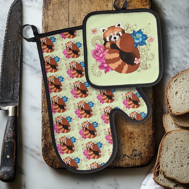 Set De Manoplas Flores Red Panda Lotus Henna (Subido por el creador)