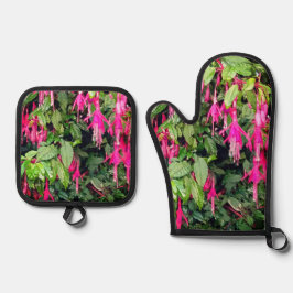 Set De Manoplas Flores rosadas