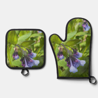 Set De Manoplas Flores silvestres azules y púrpura