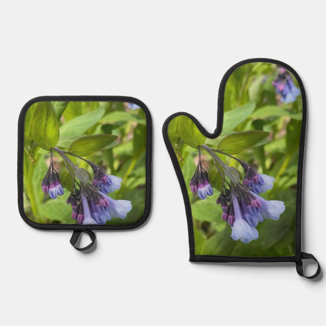 Set De Manoplas Flores silvestres azules y púrpura (Anverso)