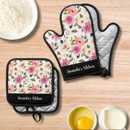 Set De Manoplas Flores silvestres de color estilizado regalo perso