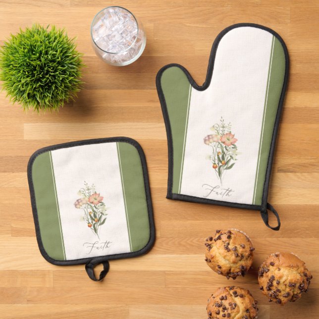 Set De Manoplas Flores silvestres fe y amor Toallas de cocina (De arriba hacia abajo)