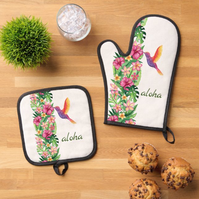 Set De Manoplas Flores y pájaro tropicales de Aloha (De arriba hacia abajo)
