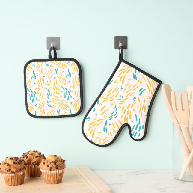 Set De Manoplas Flujo en azul turquesa y amarillo (Insitu (colgante))