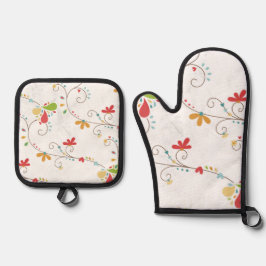 Set De Manoplas Fondo personalizado con patrón de flores