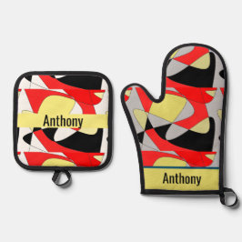 Set De Manoplas formas abstractas - nombre del horno mitt & pot ho