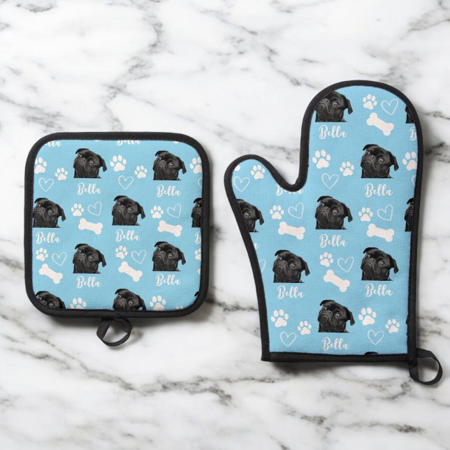 Set De Manoplas Foto Mascota personalizada azul Perro amante Insta (Subido por el creador)