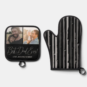Set De Manoplas Foto moderna de Personalizado negro mejor papá que