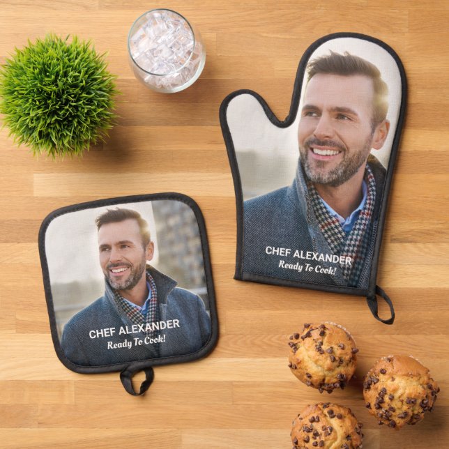 Set De Manoplas Foto personalizado Listo Para Cocinar Personaliza  (De arriba hacia abajo)