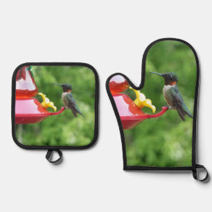 Set De Manoplas Fotografía de pájaro húmedo con trompetas de rubí