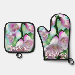Set De Manoplas Foxglove Flowers Floral Pink Garden Personalized