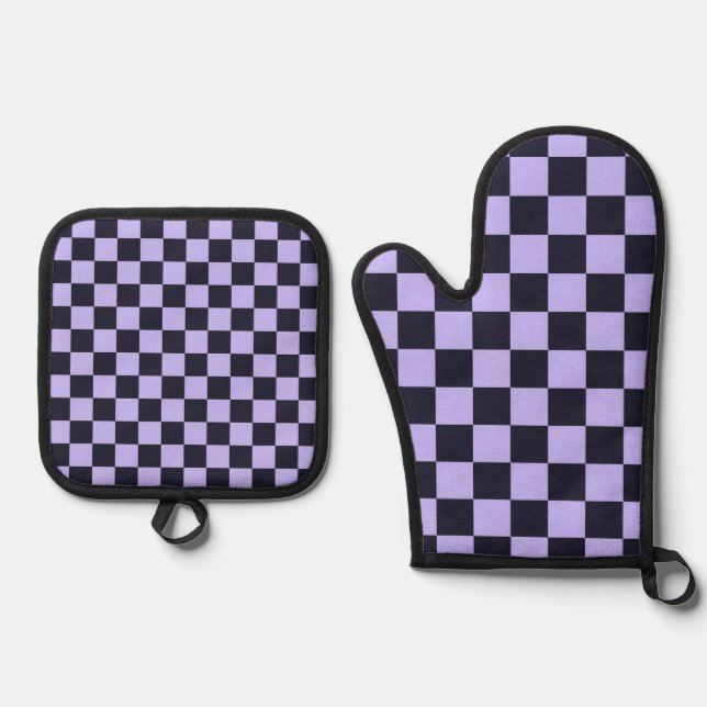 Set De Manoplas French lilac checkerboard pattern (Anverso)