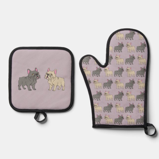 Set De Manoplas Frenchies, Morado (Anverso)