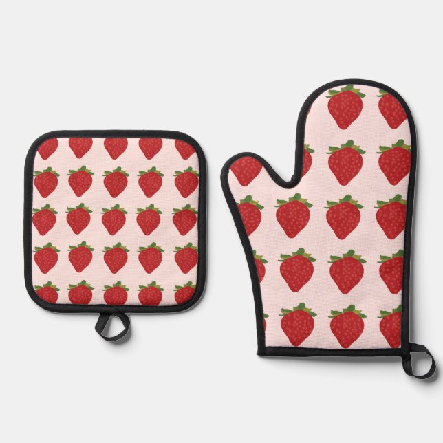 Set De Manoplas Fresa Fruta Dulce Fresas de Verano (Anverso)