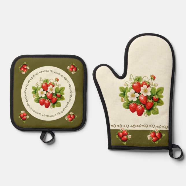 Set De Manoplas Fresa Loden Green Bavarian Look (Anverso)