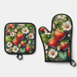 Set De Manoplas Fresa Roja Fruta Alegre