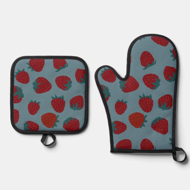 Set De Manoplas Fresas de turquesa (Anverso)