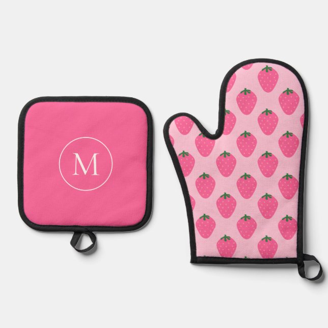 Set De Manoplas Fresas rosas, lindas personalizadas (Anverso)