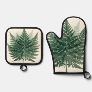 Set De Manoplas Frondas de helecho verde elegante botánico