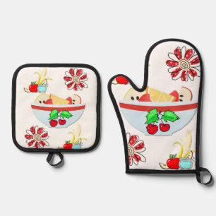 Set De Manoplas Fruta de Oven Mitt & Pot Holding