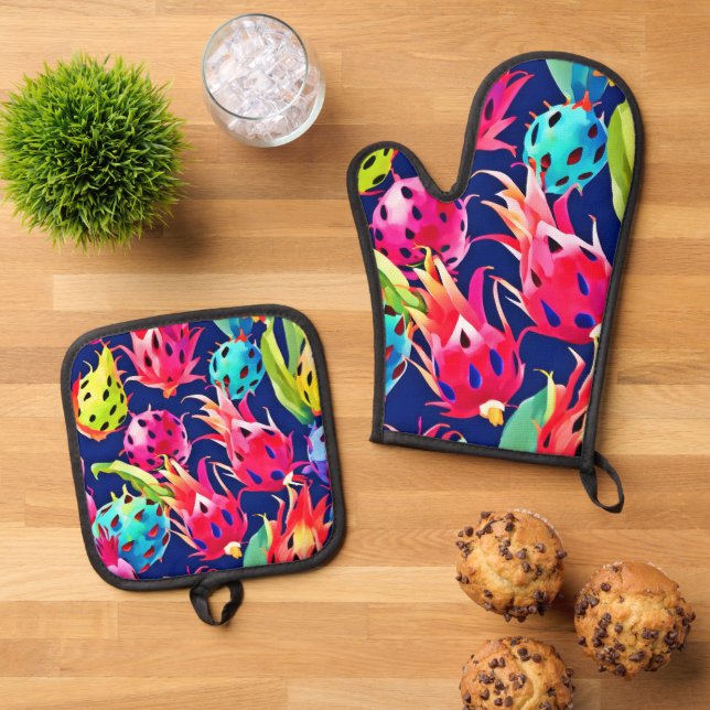 Set De Manoplas Fruta del dragón colorido (De arriba hacia abajo)