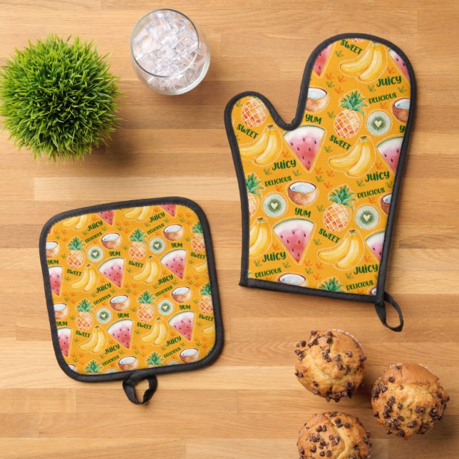 Set De Manoplas Fruta Tropical (De arriba hacia abajo)