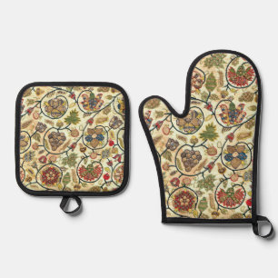 Set De Manoplas Frutas y flores de bordado de trabajo de tripulaci