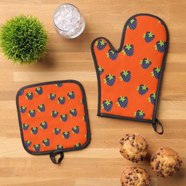 Set De Manoplas Fruto de arándano en naranja (De arriba hacia abajo)