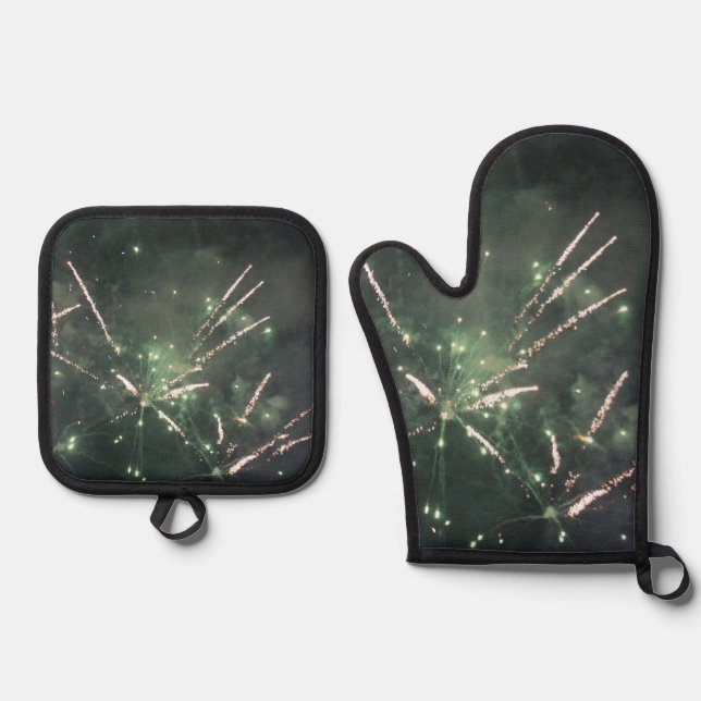 Set De Manoplas Fuegos artificiales verdes (Anverso)