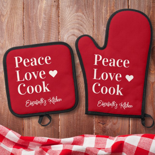 Set De Manoplas Fun Cooks Monograma Red (Subido por el creador)