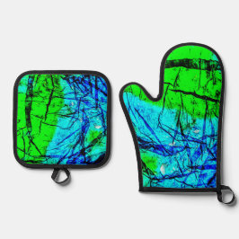 Set De Manoplas Funda de hormigón abstracta azul y hormigón de hor