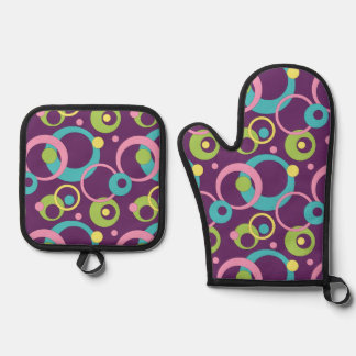 Set De Manoplas Funky Purple Circles