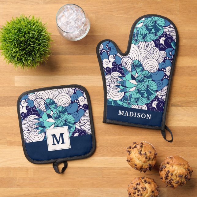 Set De Manoplas Funky Seashell Pattern (De arriba hacia abajo)