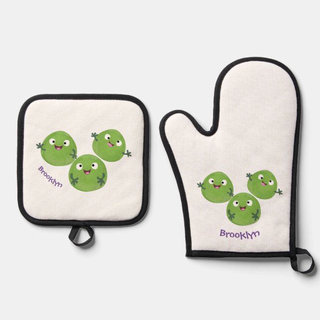 Set De Manoplas Funny Brussels brota personalizado de verduras (Anverso)