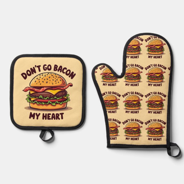 Set De Manoplas Funny Food Pun Bacon Lover Cheeseburger Design (Anverso)