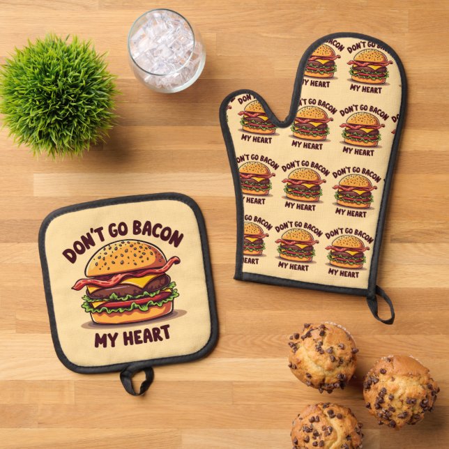 Set De Manoplas Funny Food Pun Bacon Lover Cheeseburger Design (De arriba hacia abajo)
