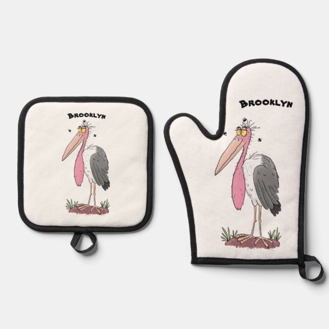 Set De Manoplas Funny marabou stork personalizado (Anverso)