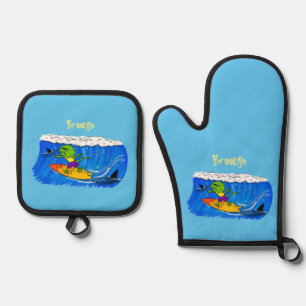 Set De Manoplas Funny personalizado de surf con lagarto frito