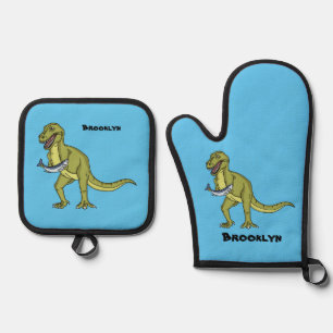 Set De Manoplas Funny T rex dinosaur ilustracion