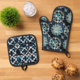 Set De Manoplas Galaxy perlas copos de nieve inspirados en el azul
